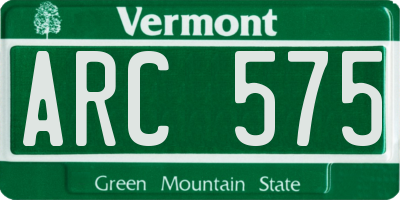 VT license plate ARC575