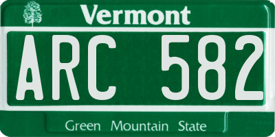 VT license plate ARC582