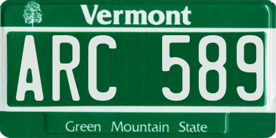 VT license plate ARC589