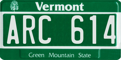 VT license plate ARC614
