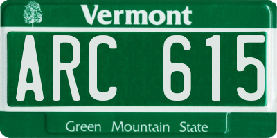 VT license plate ARC615
