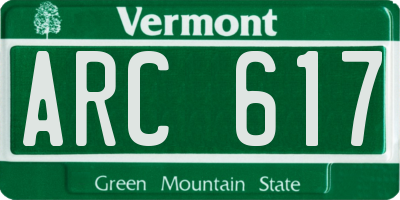VT license plate ARC617