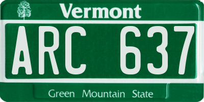 VT license plate ARC637