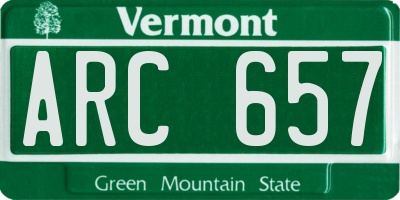 VT license plate ARC657