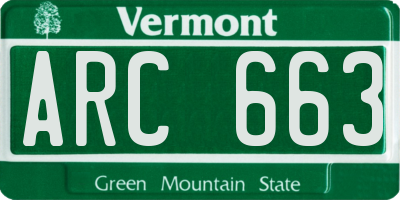 VT license plate ARC663