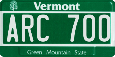 VT license plate ARC700