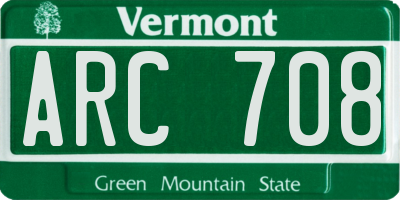 VT license plate ARC708