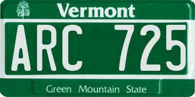 VT license plate ARC725