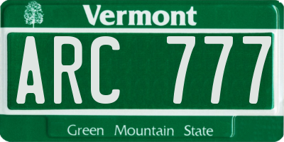 VT license plate ARC777