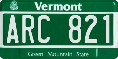 VT license plate ARC821