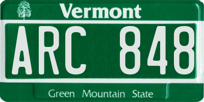 VT license plate ARC848