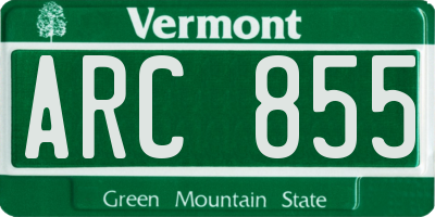 VT license plate ARC855