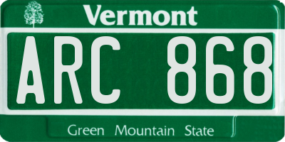VT license plate ARC868