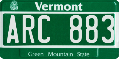 VT license plate ARC883