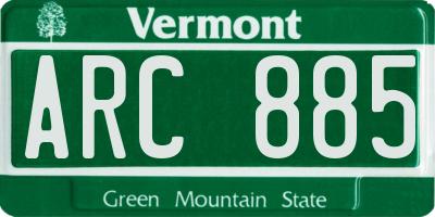 VT license plate ARC885