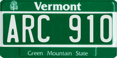 VT license plate ARC910