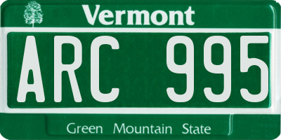 VT license plate ARC995