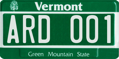 VT license plate ARD001