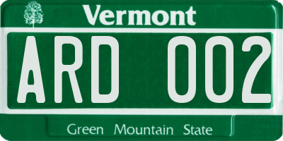 VT license plate ARD002