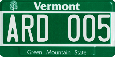 VT license plate ARD005