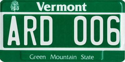 VT license plate ARD006