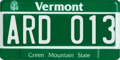 VT license plate ARD013