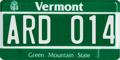 VT license plate ARD014