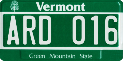 VT license plate ARD016