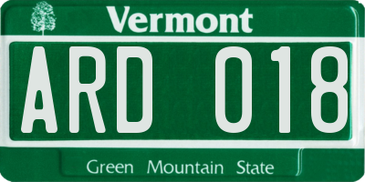 VT license plate ARD018