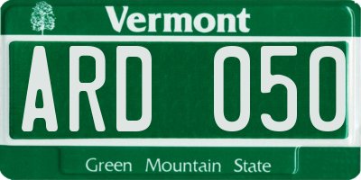 VT license plate ARD050