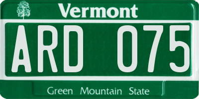 VT license plate ARD075
