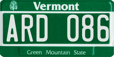 VT license plate ARD086