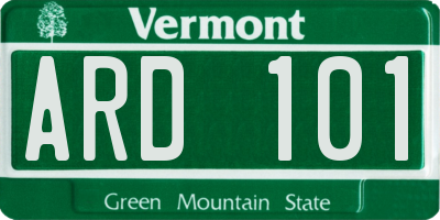 VT license plate ARD101