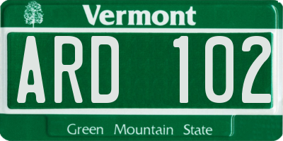 VT license plate ARD102
