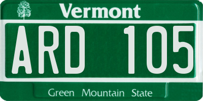VT license plate ARD105