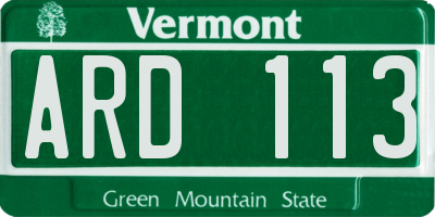 VT license plate ARD113
