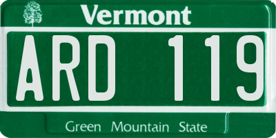 VT license plate ARD119