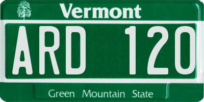 VT license plate ARD120