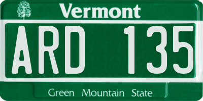 VT license plate ARD135