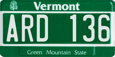 VT license plate ARD136