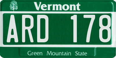 VT license plate ARD178