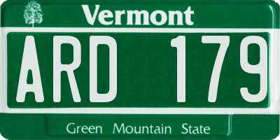 VT license plate ARD179