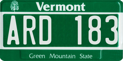 VT license plate ARD183