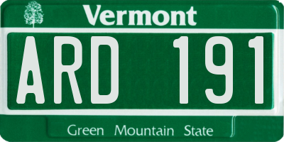 VT license plate ARD191