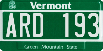 VT license plate ARD193
