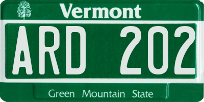 VT license plate ARD202