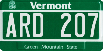 VT license plate ARD207