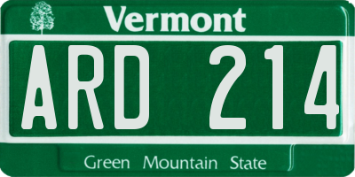 VT license plate ARD214