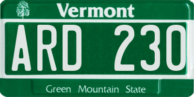VT license plate ARD230