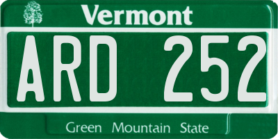 VT license plate ARD252